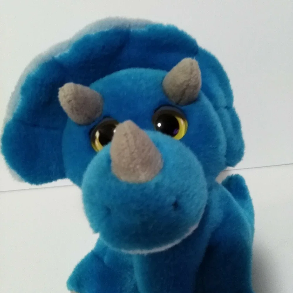Triceratops Dinosaur Wild Republic Blue Grey Plush Stuffed Animal 7 inches